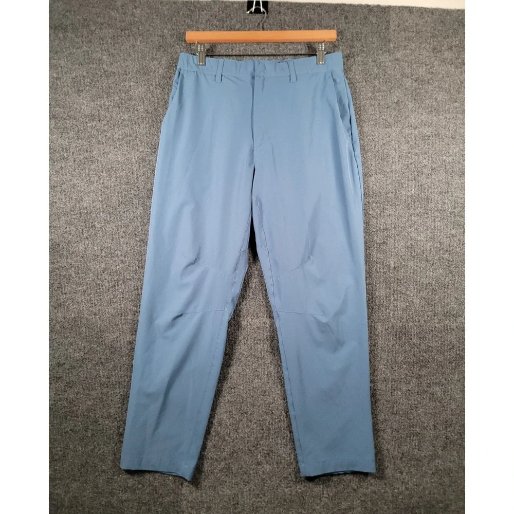 Fabletics Slim Fit Performance Trouser Pants Mens 30x27 Blue Zipper Pockets Gym